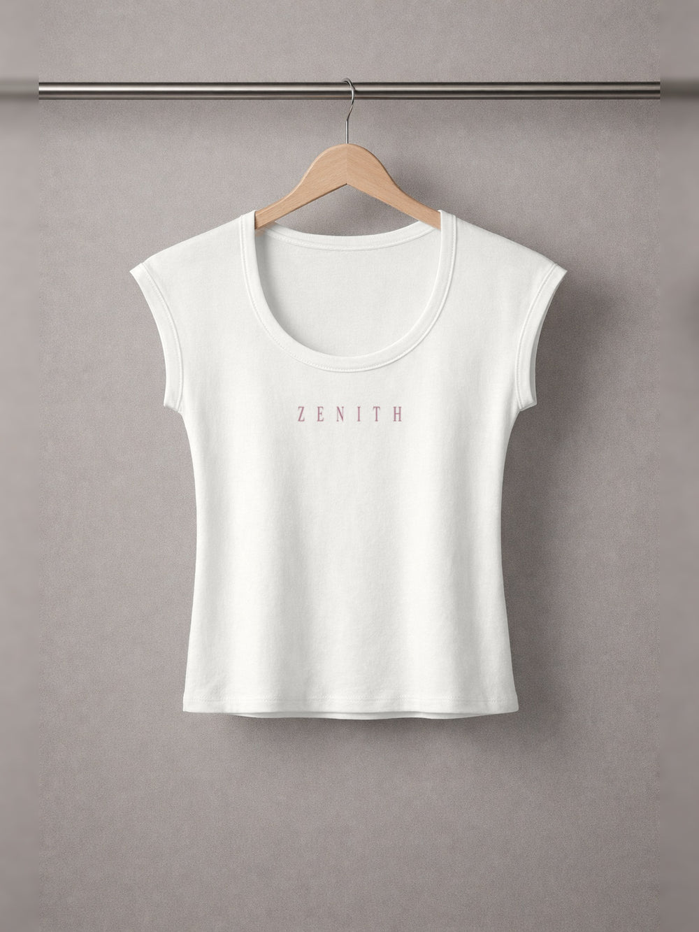 Bride of Christ Baby Tee — Off-White — chest side, studio hanger