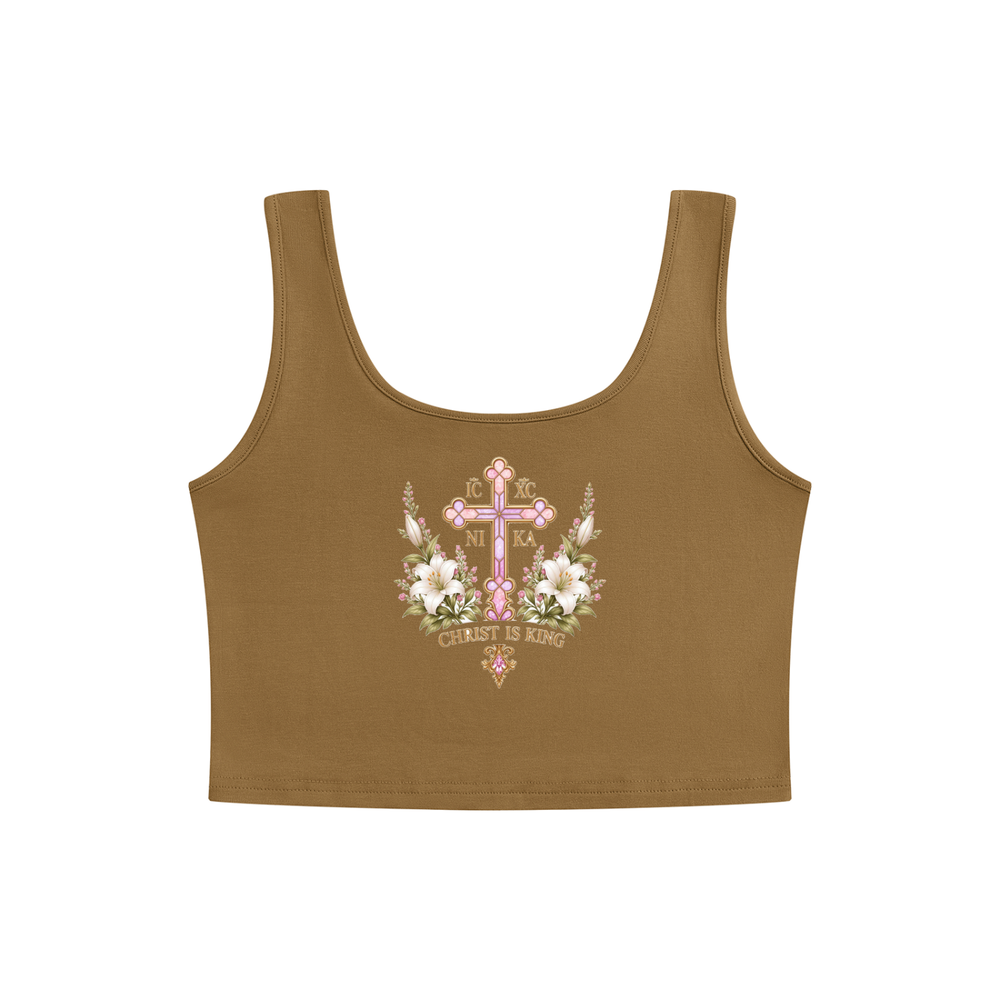Theotokos Cropped Tank — Brown — back print