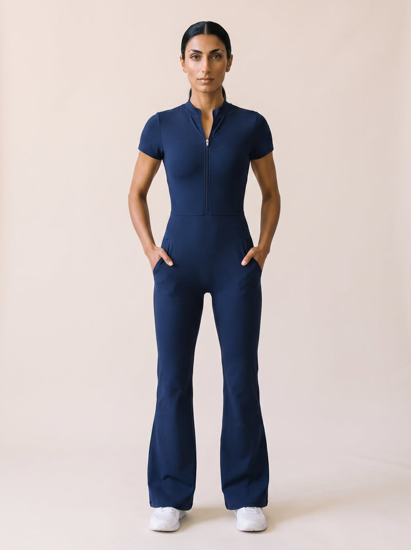 CORE Flared Leg Quarter-Zip Jumpsuit