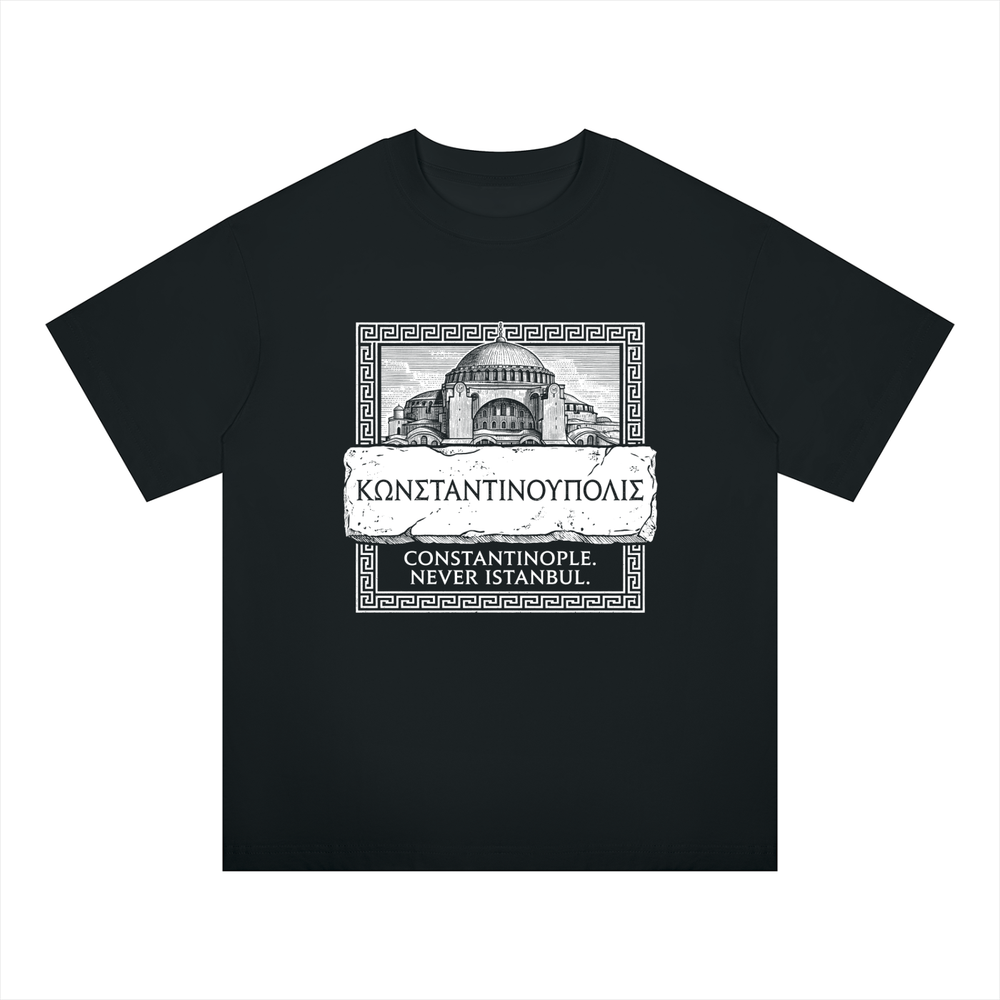 Konstantinoupolis Tee — Black — oversized fit, front print