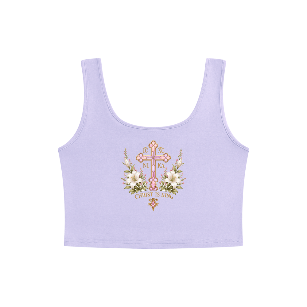 Theotokos Cropped Tank — Lavender — back print