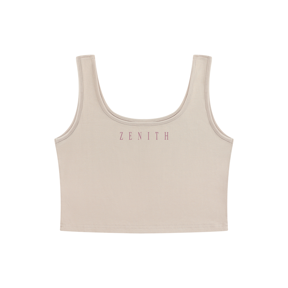 Theotokos Cropped Tank — Apricot — chest side flat lay