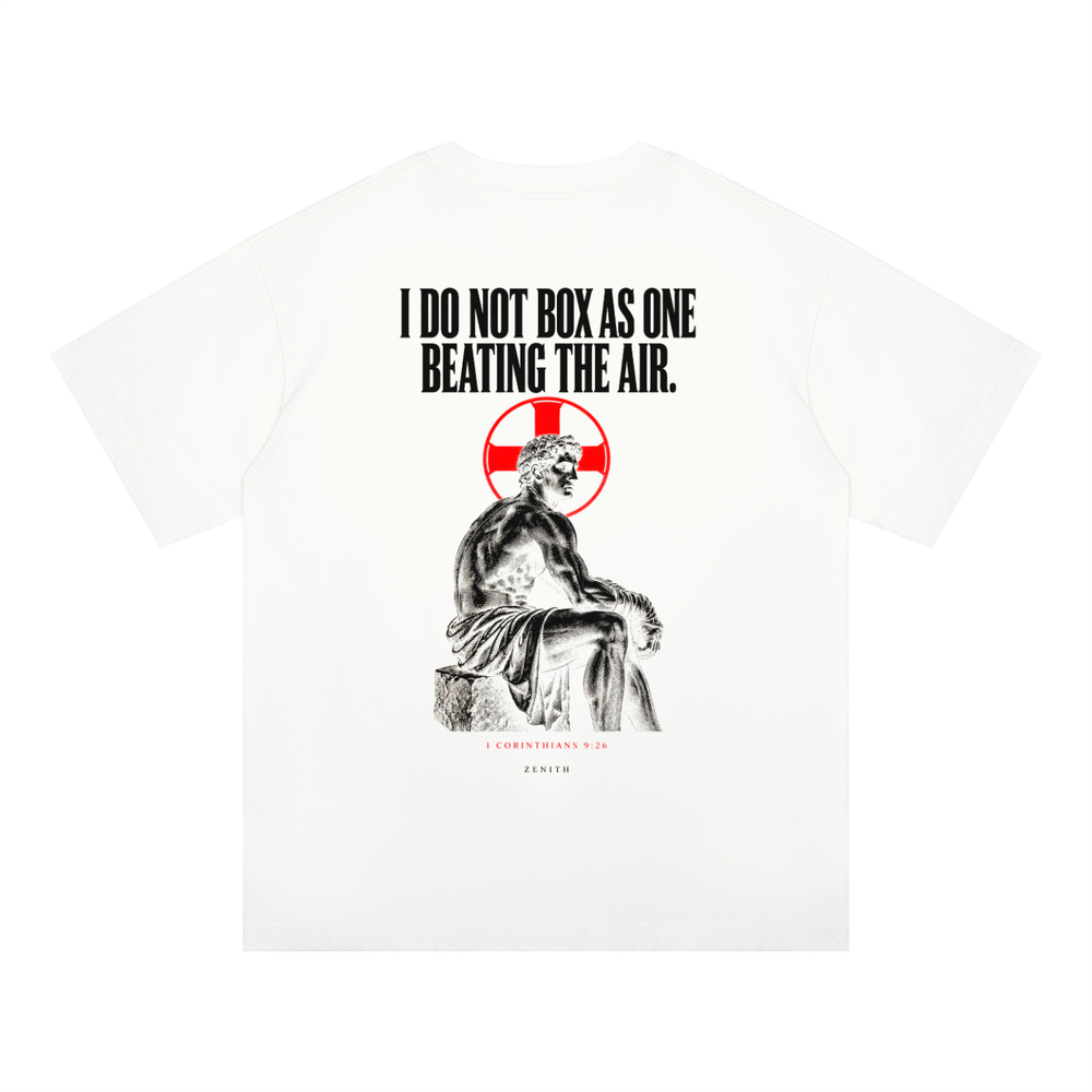 Not Beating The Air Tee — White — oversized fit, back print