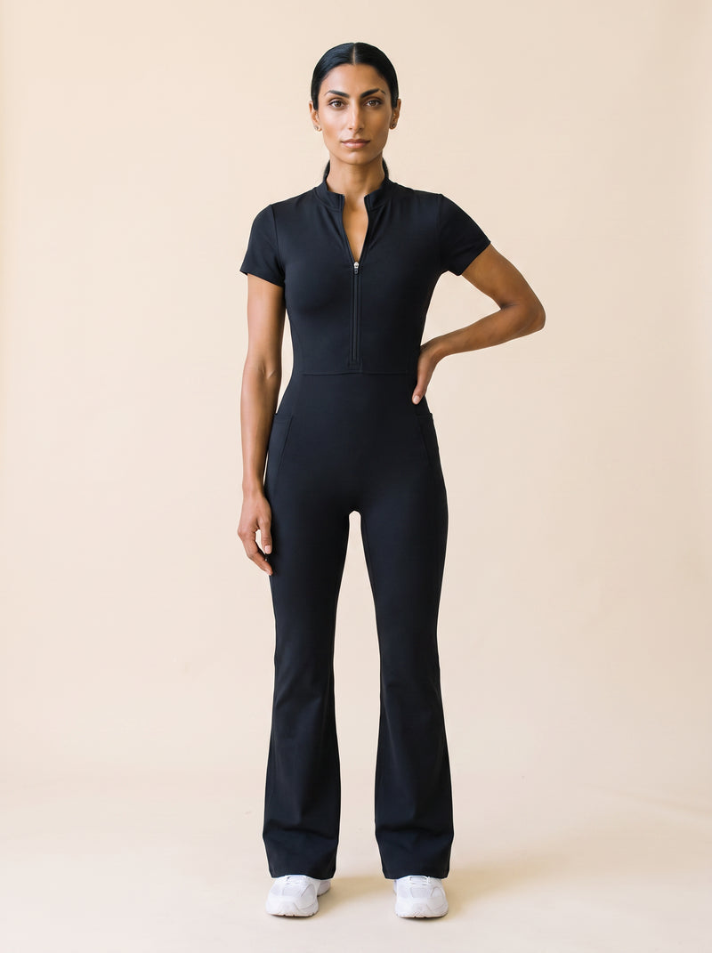 CORE Flared Leg Quarter-Zip Jumpsuit