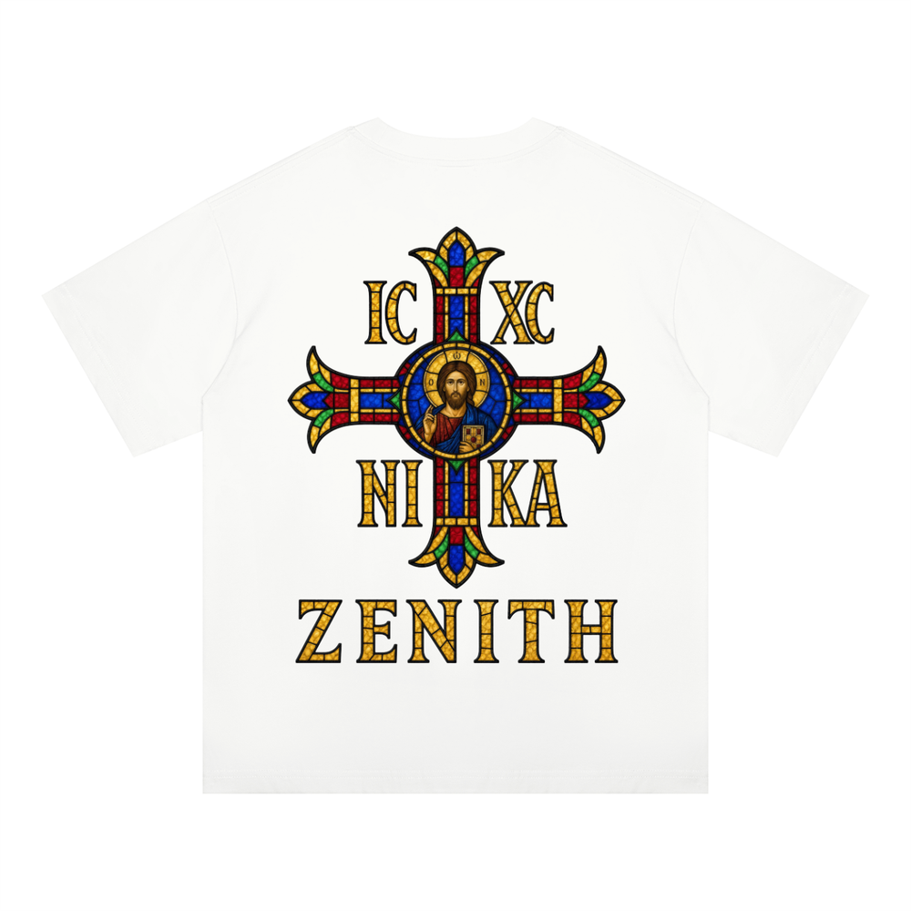 IC XC NIKA Stained Glass Tee — White — oversized fit, back print