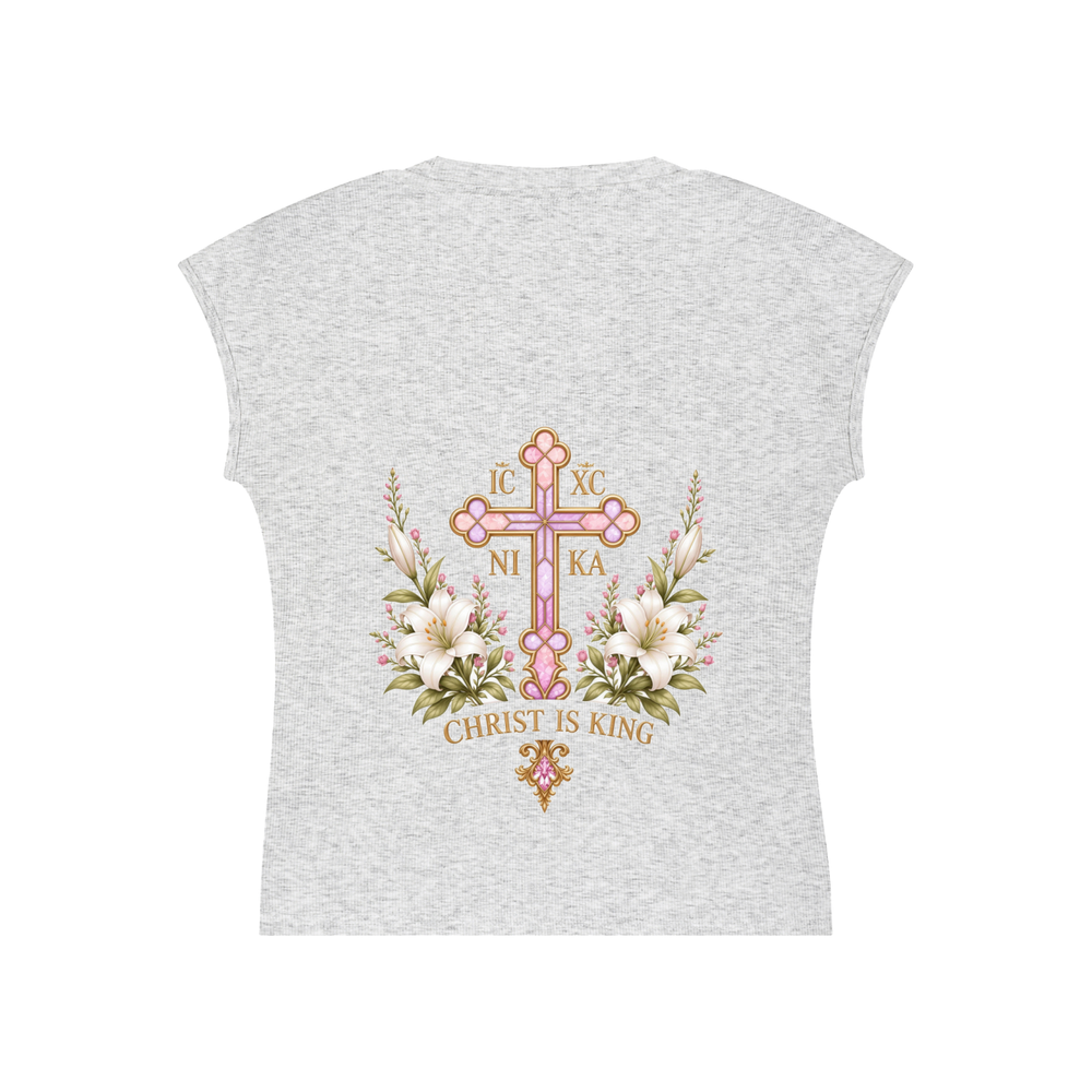 Daughter of Christ Baby Tee — Heather Grey — back print