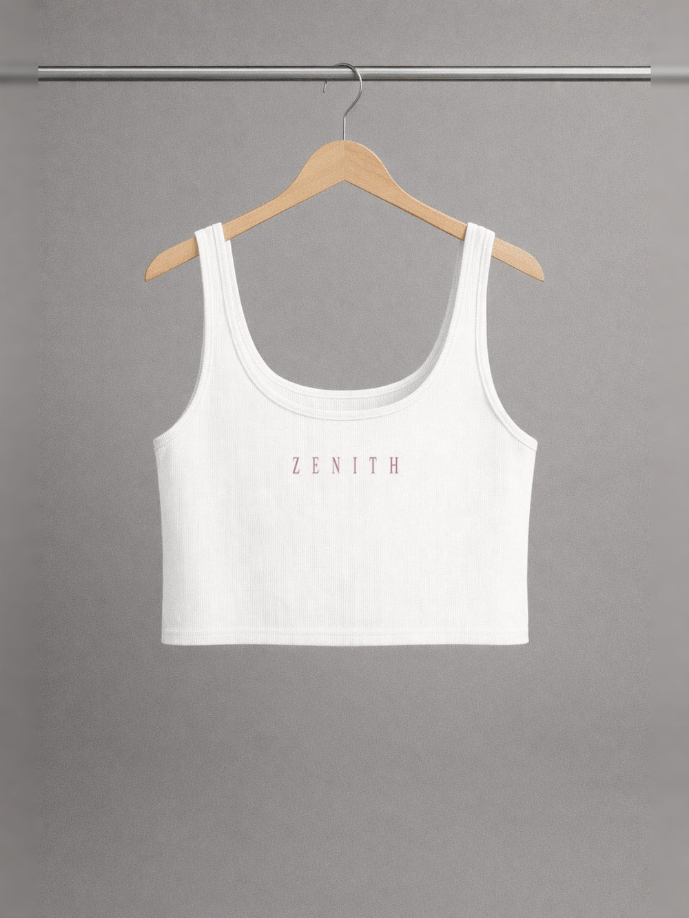 Theotokos Cropped Tank — Off-White — chest side, studio hanger