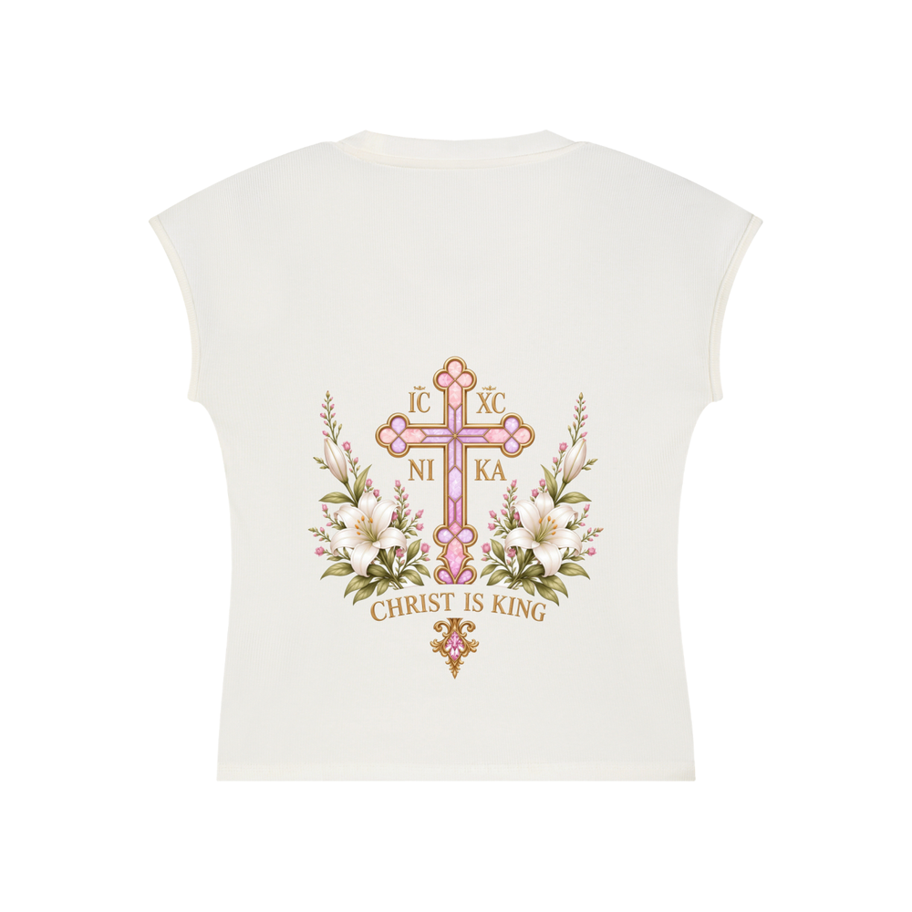 Daughter of Christ Baby Tee — Off-White — back print