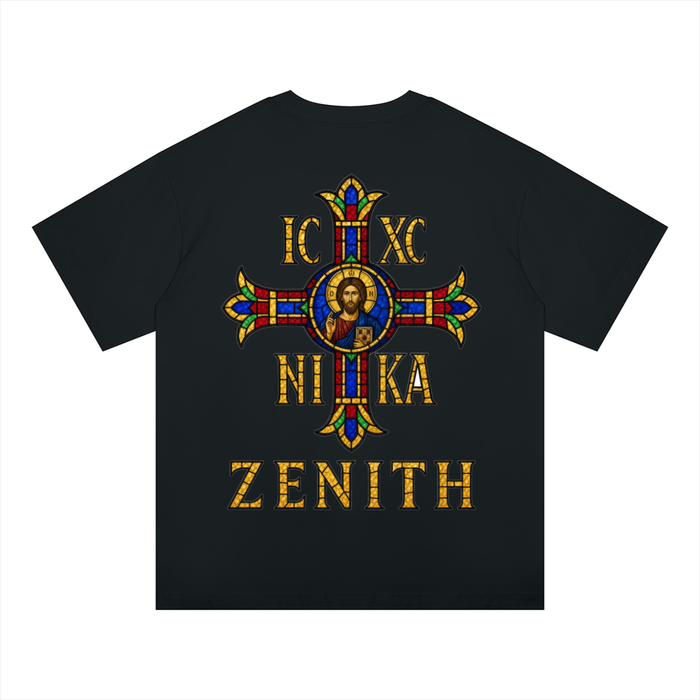 IC XC NIKA Stained Glass Tee — Black — oversized fit, back print