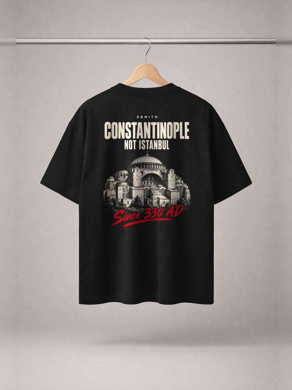 Constantinople Tee — Black — back print, studio hanger