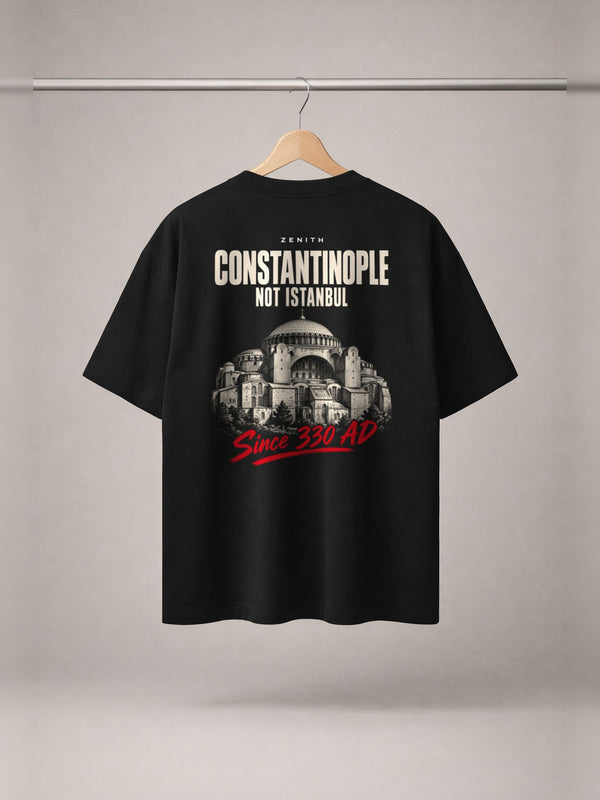 Constantinople Tee — Black — back print, studio hanger