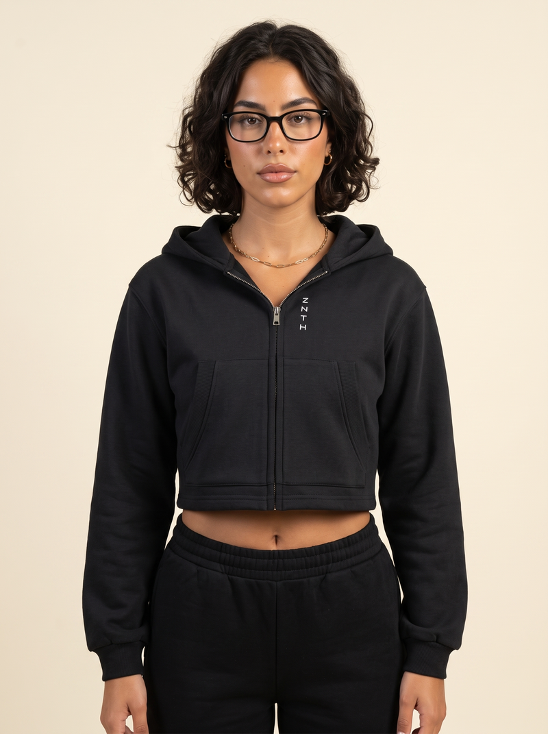 MAXIM Cropped Zip-Up Hoodie