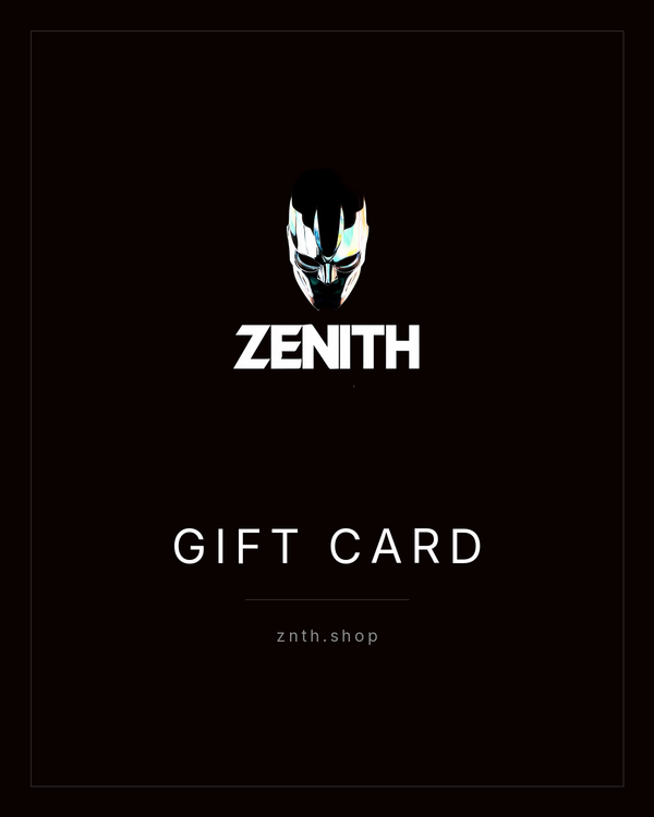 ZENITH Gift Card — black card with the ZENITH logo, delivered by email